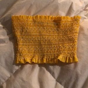 Yellow strapless bikini top